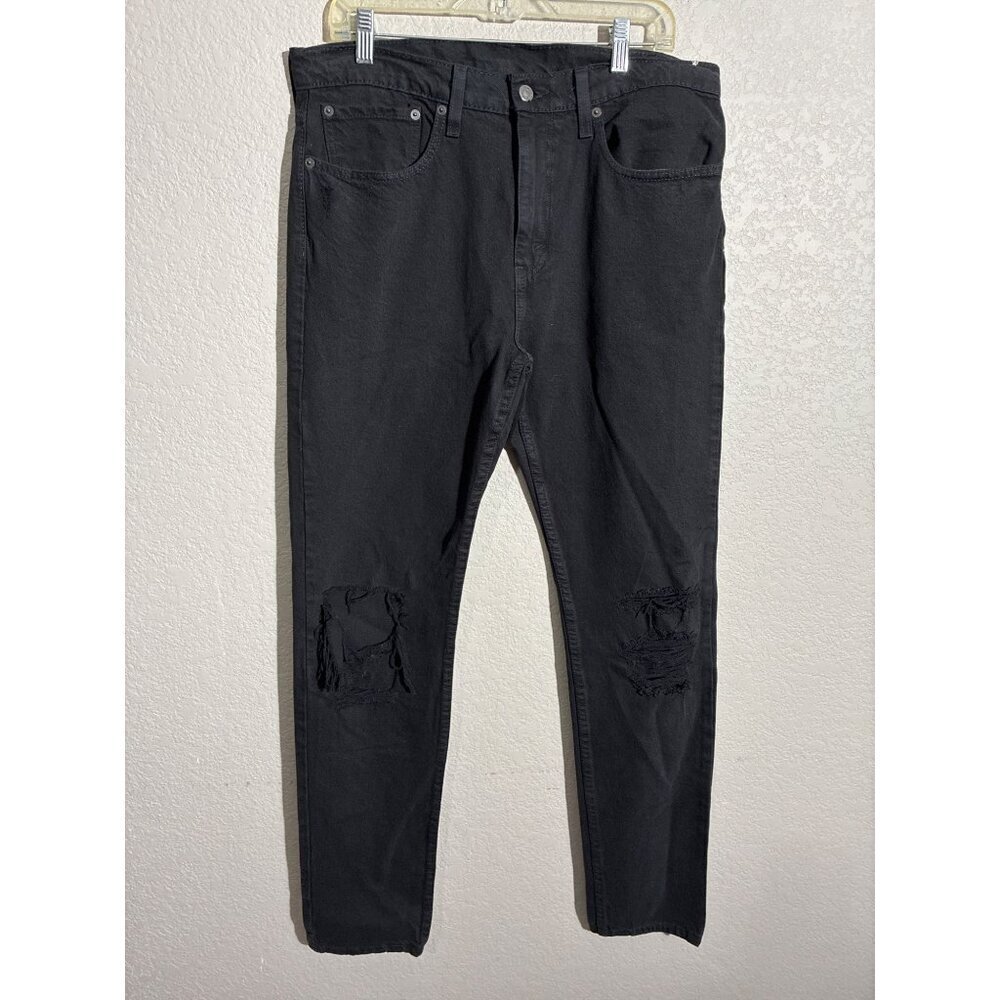 Levis 512 Jeans Mens 34x33 Black Slim Tapered Stretch Denim Distressed